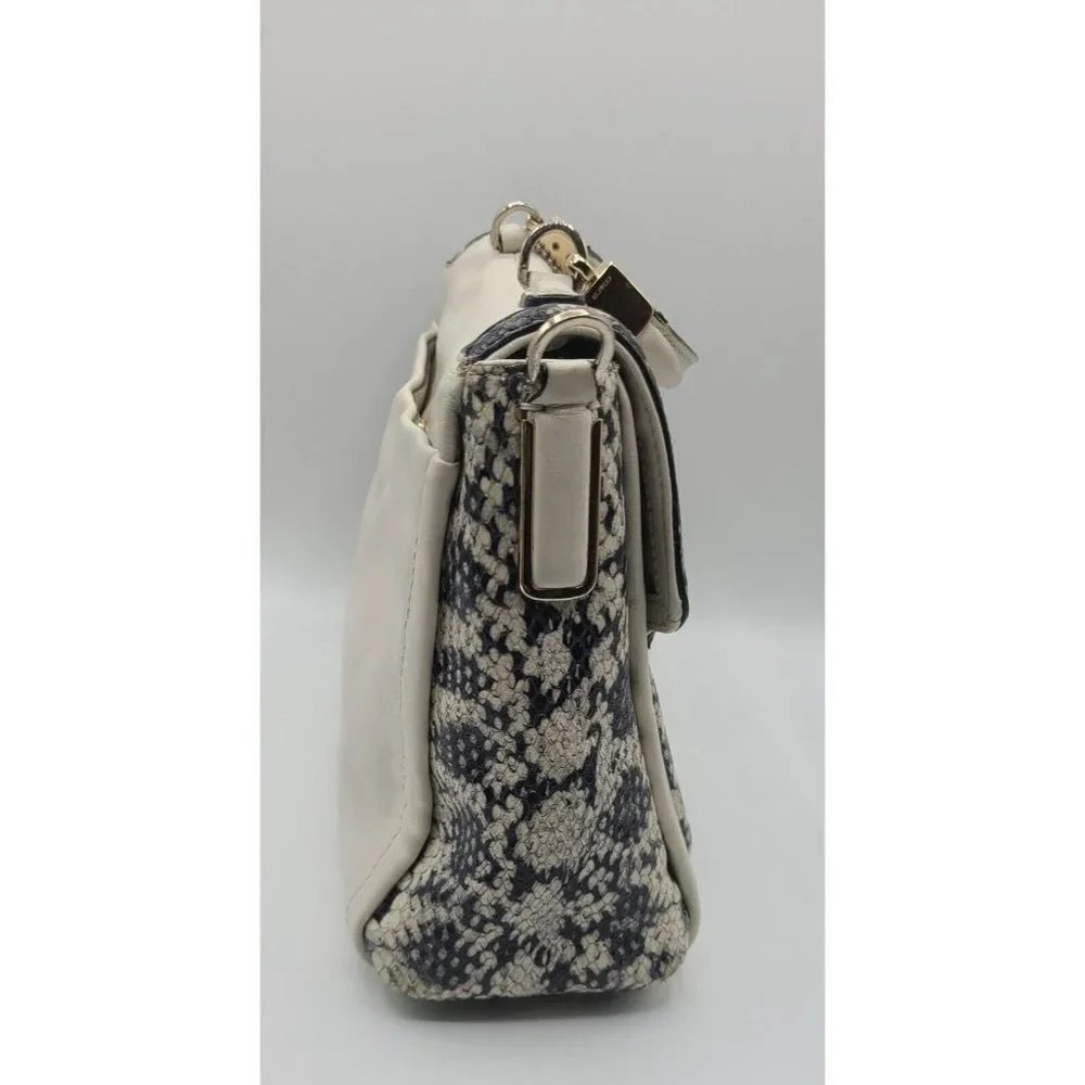 COACH MADISON TWO TONE PYTHON EMBOSSED EXOTIC LEATHER SADIE FLAP SATCHEL 27849